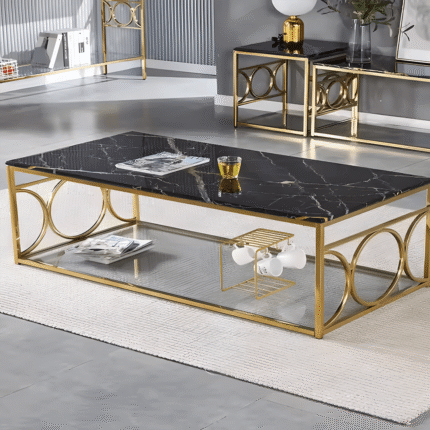 Voyager modern coffee table with marble top for stylish living rooms