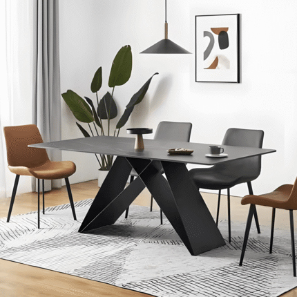 Horizon dining table in wood, marble, and metal finishes