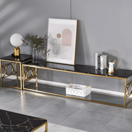 Cupola metal and marble side table for modern interiors